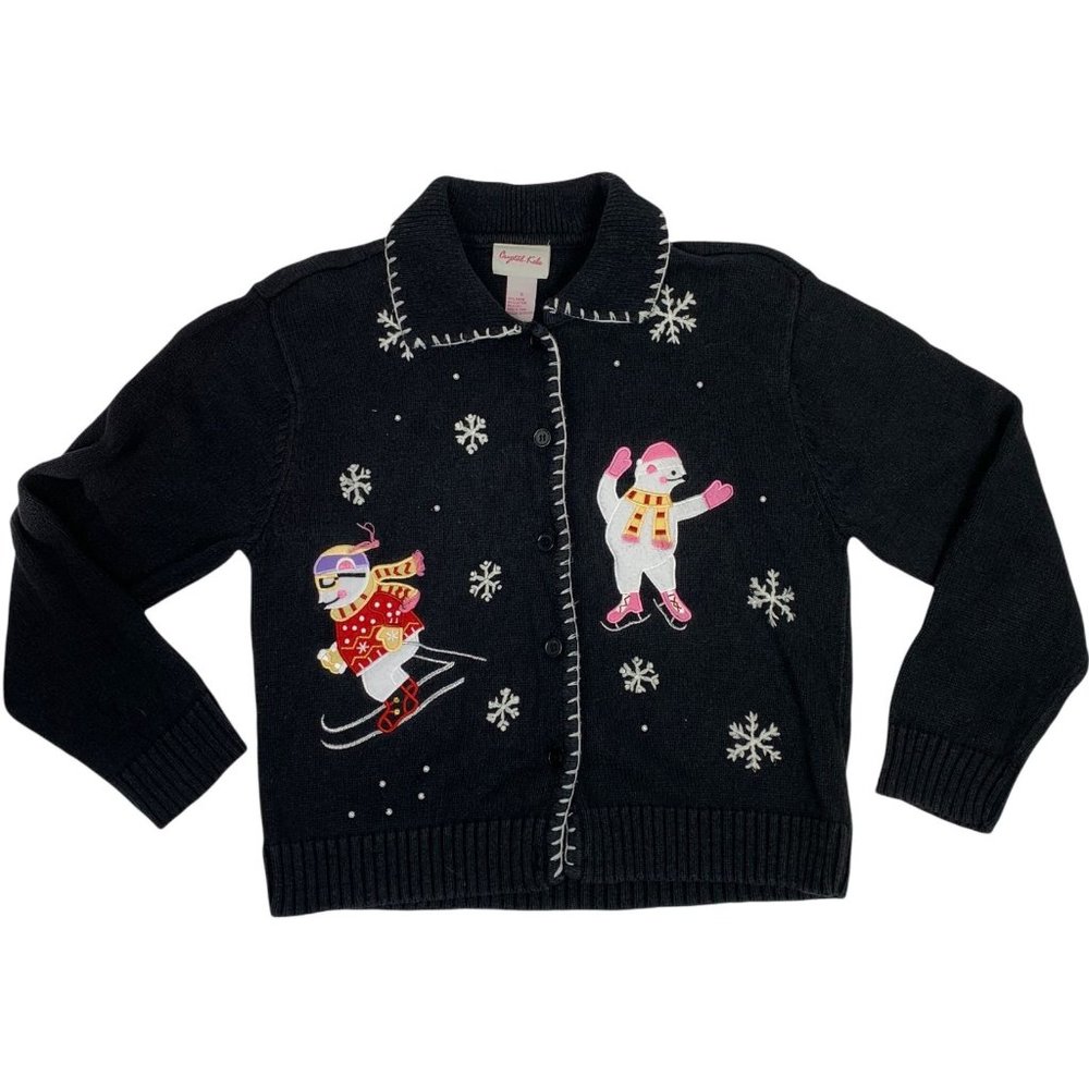 Crystal Kobe Small Cardigan Sweater  Not Ugly Polar Bear Snow Flake Beaded Embro